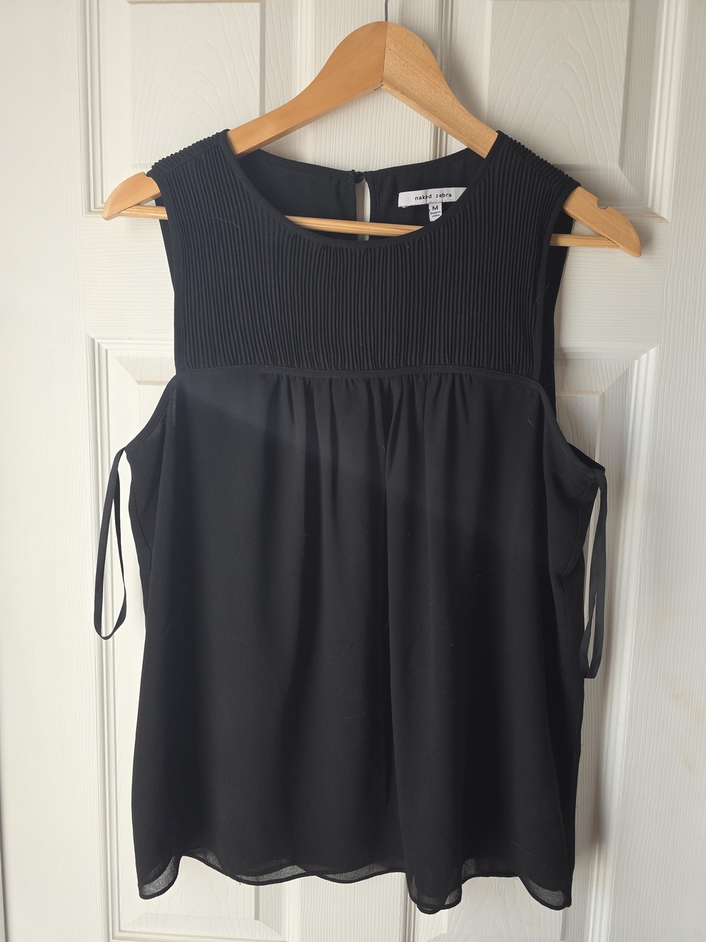 Naked Zebra Black Pleated Sleeveless Top